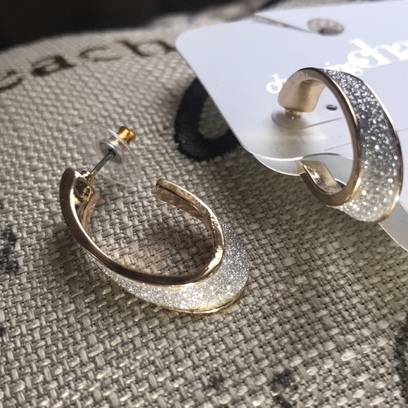 Sparkle and gold oval shaped earrings - Picture 3 of 5